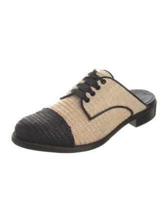 The Office of Angela Scott Straw Colorblock Pattern Mules