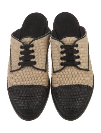 The Office of Angela Scott Straw Colorblock Pattern Mules