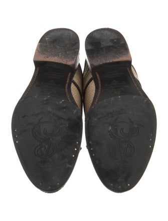 The Office of Angela Scott Straw Colorblock Pattern Mules