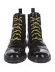The Office of Angela Scott Patent Leather Lasercut Accents Combat Boots