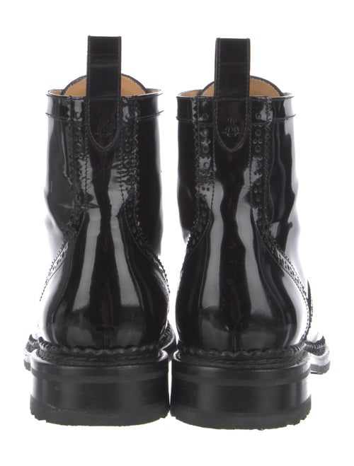 The Office of Angela Scott Patent Leather Lasercut Accents Combat Boots