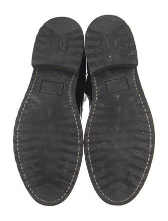 The Office of Angela Scott Patent Leather Lasercut Accents Combat Boots