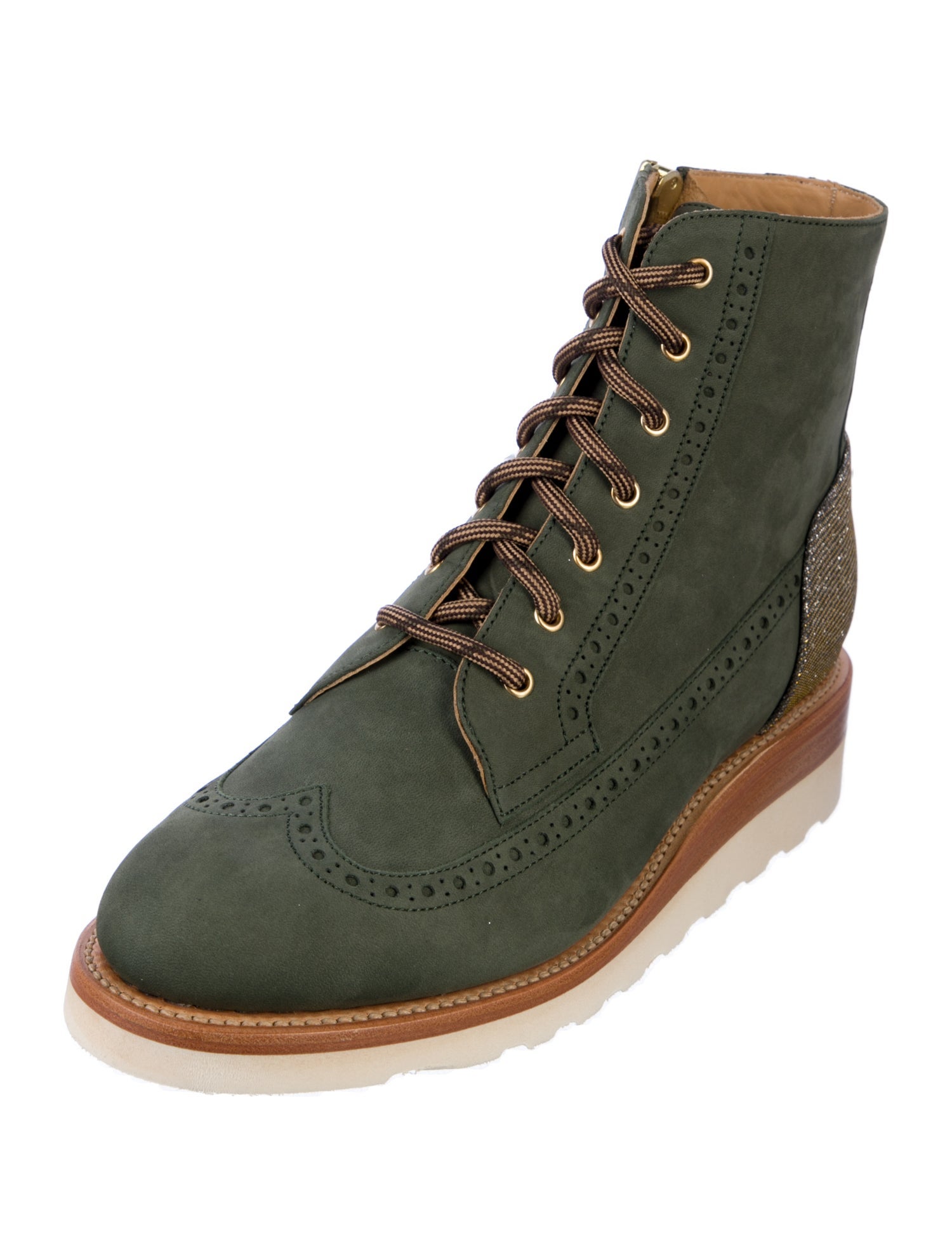 The Office of Angela Scott Suede Beaded Accents Lace-Up Boots