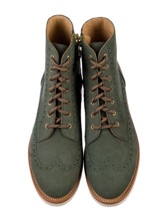 The Office of Angela Scott Suede Beaded Accents Lace-Up Boots