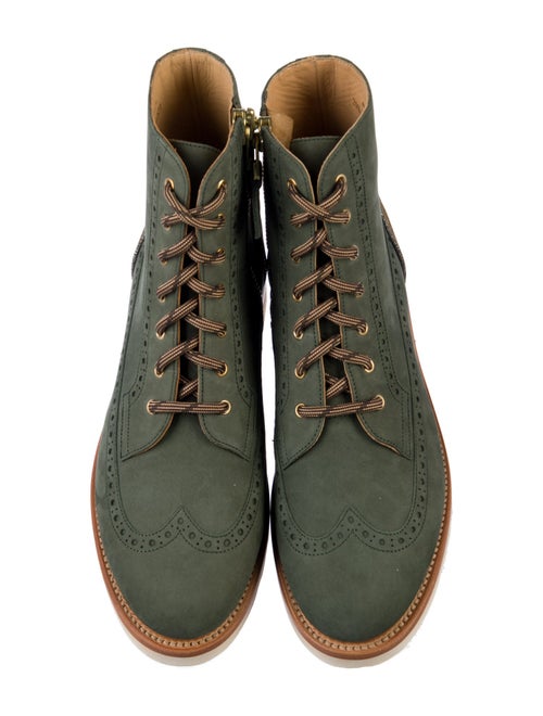 The Office of Angela Scott Suede Beaded Accents Lace-Up Boots