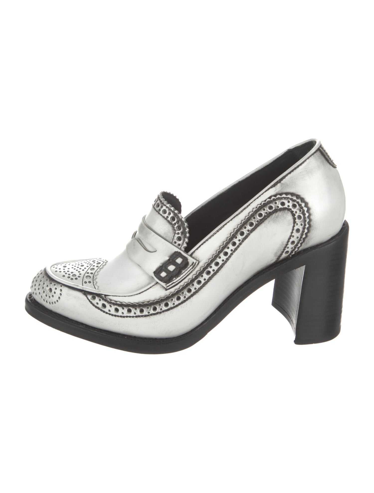 The Office of Angela Scott Leather Lasercut Accents Pumps