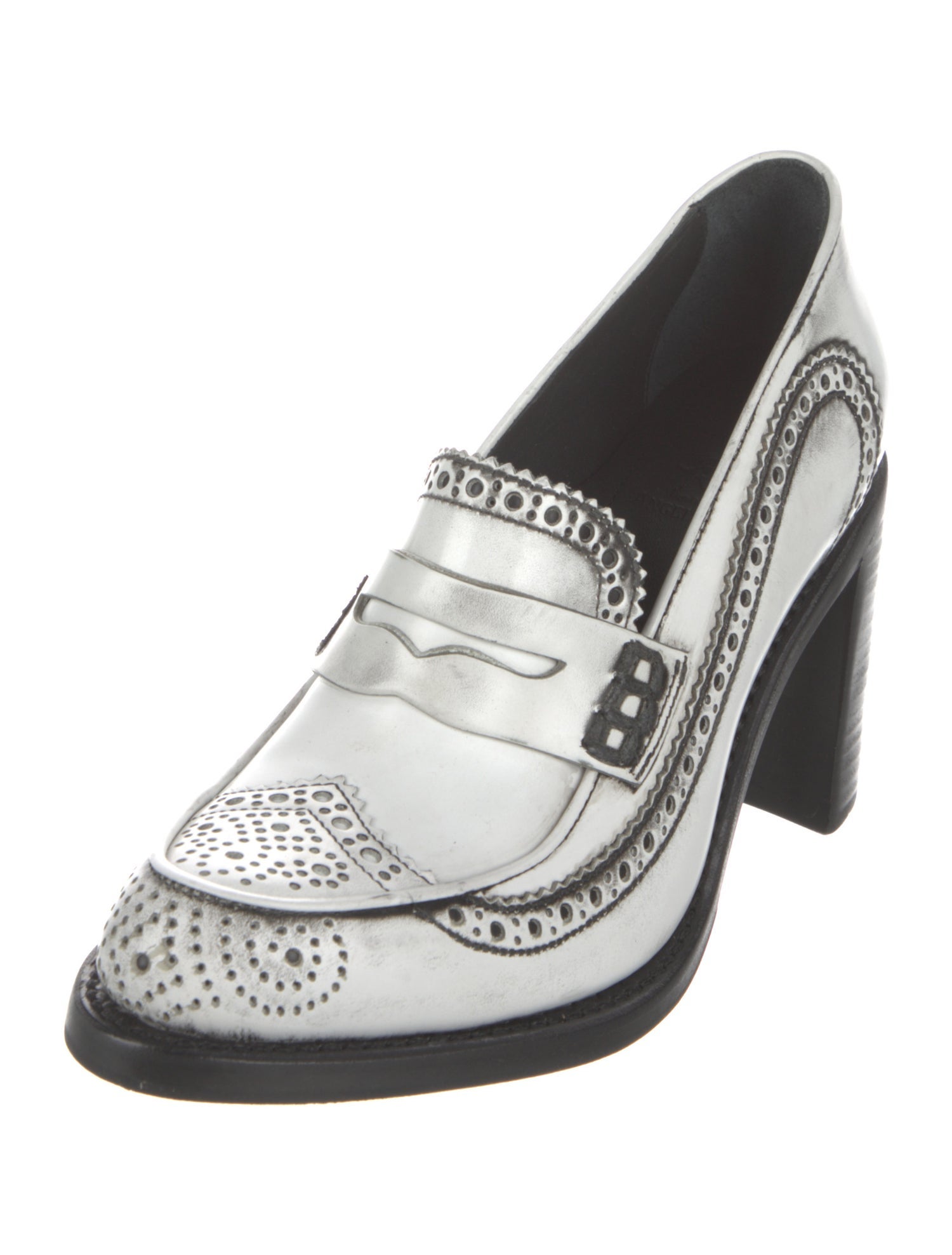 The Office of Angela Scott Leather Lasercut Accents Pumps