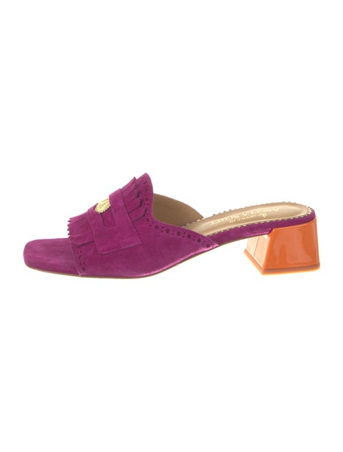The Office of Angela Scott Suede Fringe Trim Accent Slides