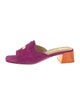 The Office of Angela Scott Suede Fringe Trim Accent Slides
