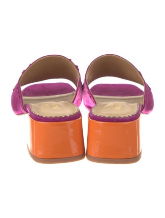 The Office of Angela Scott Suede Fringe Trim Accent Slides