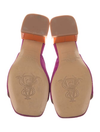 The Office of Angela Scott Suede Fringe Trim Accent Slides