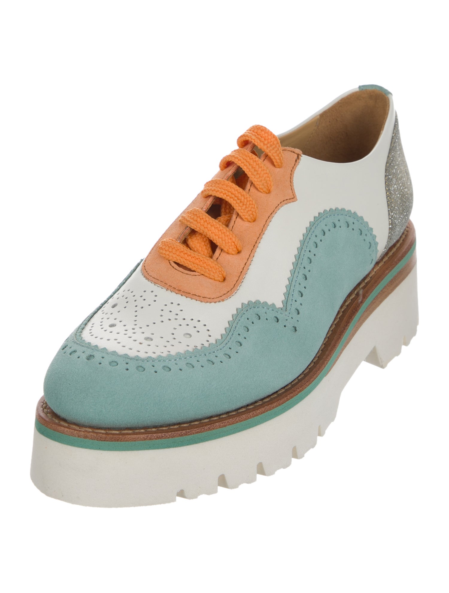 The Office of Angela Scott Leather Colorblock Pattern Oxfords
