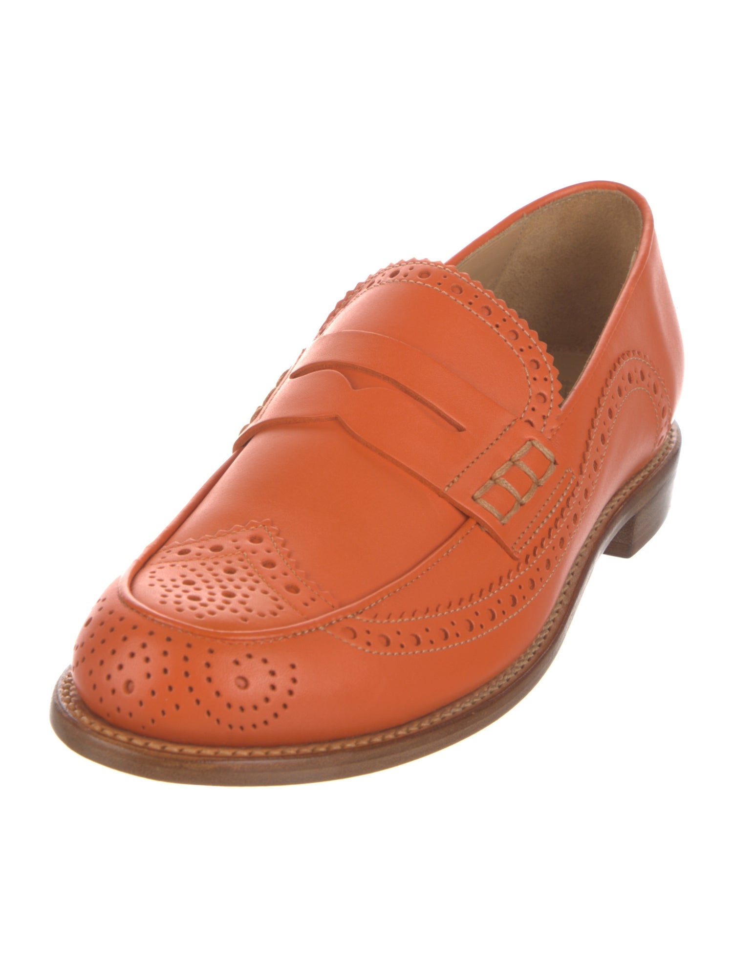 The Office of Angela Scott Leather Scalloped Accent Loafers