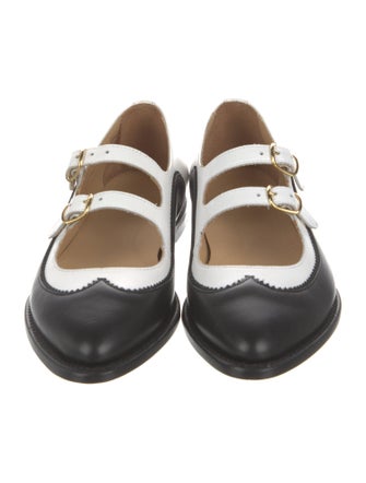 The Office of Angela Scott Leather Scalloped Accent Mary Jane Flats