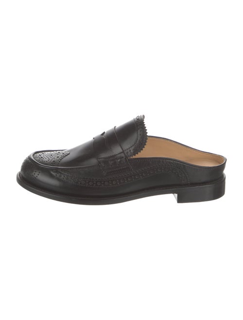 The Office of Angela Scott Leather Scalloped Accent Mules