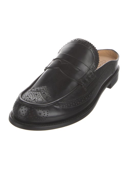 The Office of Angela Scott Leather Scalloped Accent Mules