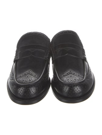 The Office of Angela Scott Leather Scalloped Accent Mules