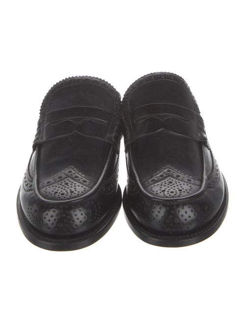 The Office of Angela Scott Leather Scalloped Accent Mules