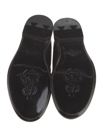 The Office of Angela Scott Leather Scalloped Accent Mules