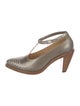 The Office of Angela Scott Leather Lasercut Accents T-Strap Pumps