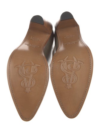 The Office of Angela Scott Leather Lasercut Accents T-Strap Pumps