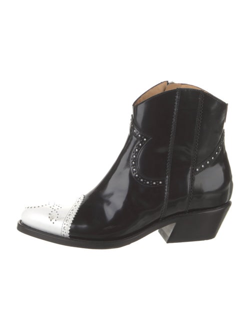 The Office of Angela Scott Leather Colorblock Pattern Western Boots