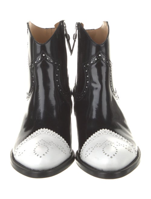 The Office of Angela Scott Leather Colorblock Pattern Western Boots