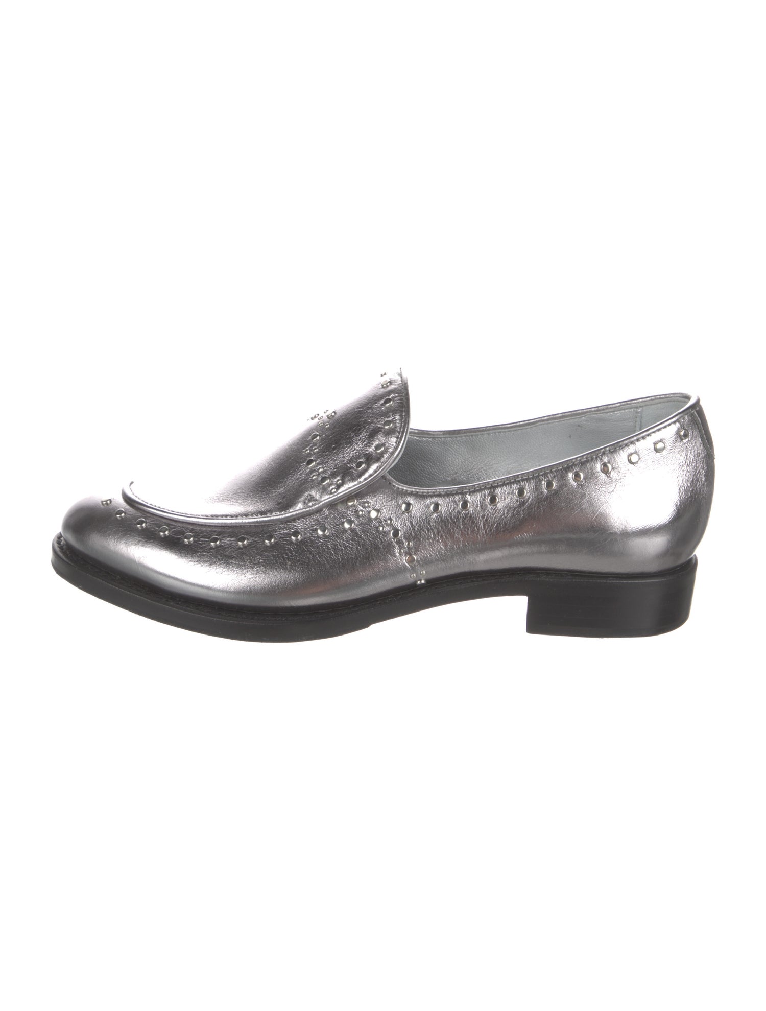 The Office of Angela Scott Leather Studded Accents Loafers