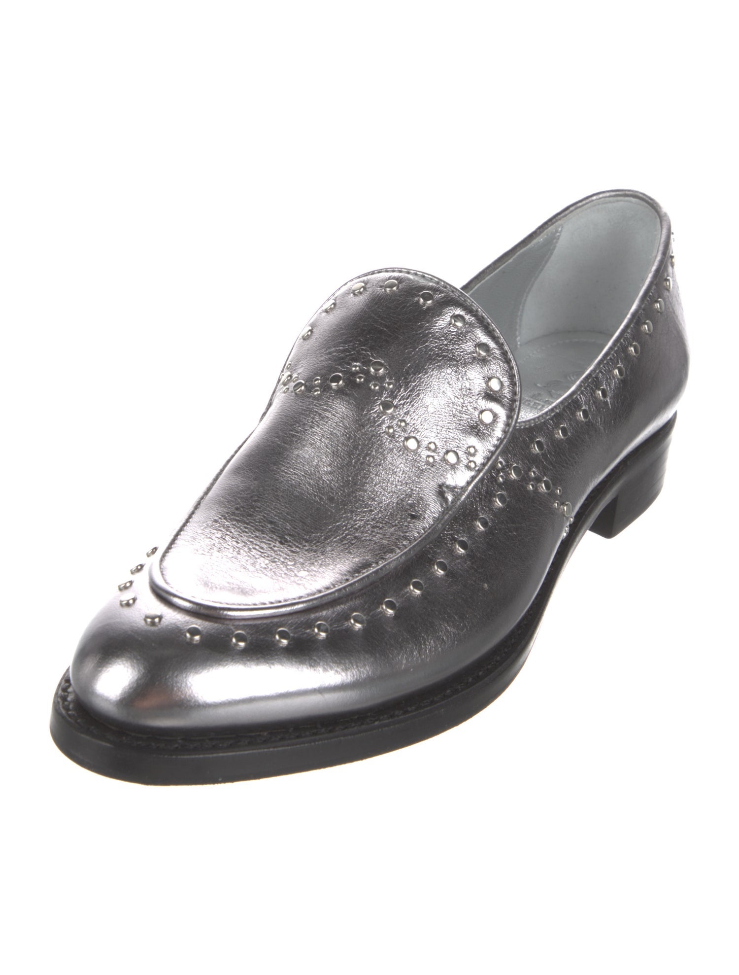 The Office of Angela Scott Leather Studded Accents Loafers