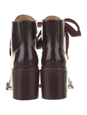 The Office of Angela Scott Leather Scalloped Accent Combat Boots