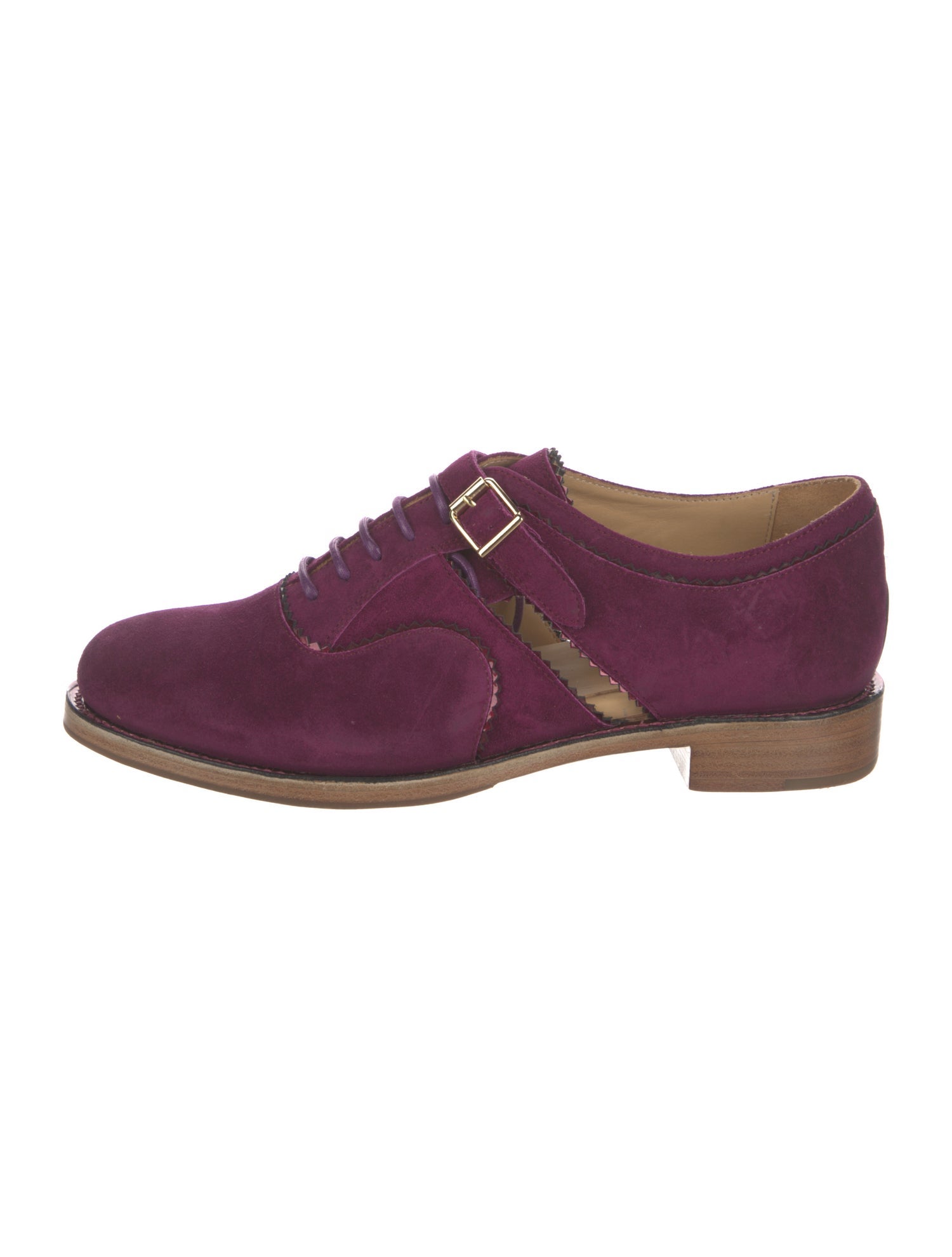 The Office of Angela Scott Suede Scalloped Accent Oxfords