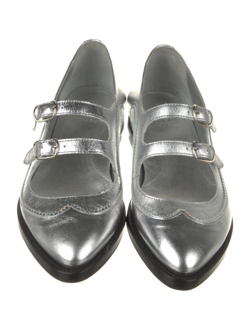 The Office of Angela Scott Leather Scalloped Accent Mary Jane Flats
