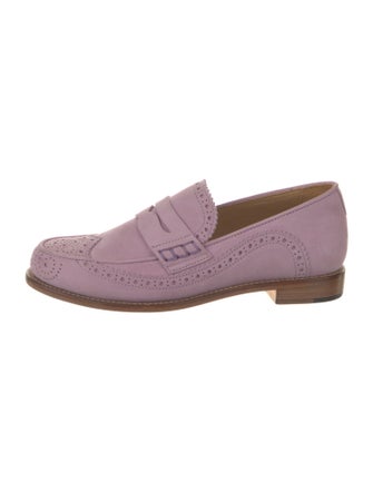 The Office of Angela Scott Suede Lasercut Accents Loafers