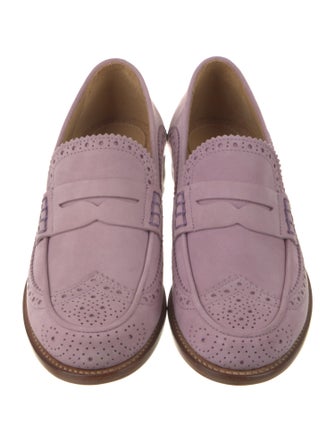 The Office of Angela Scott Suede Lasercut Accents Loafers