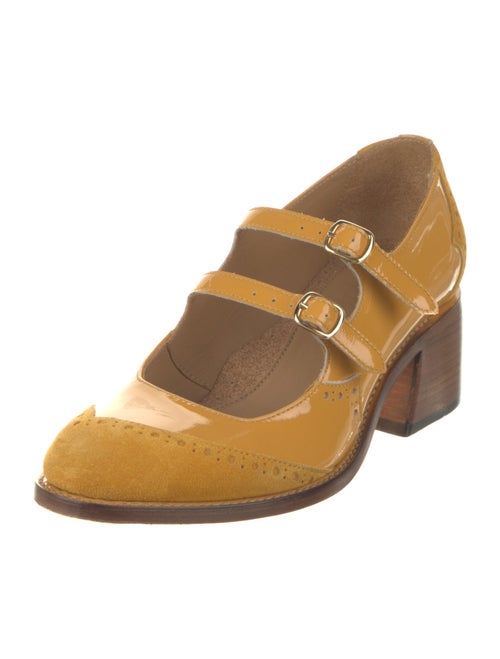 The Office of Angela Scott Patent Leather Lasercut Accents Pumps