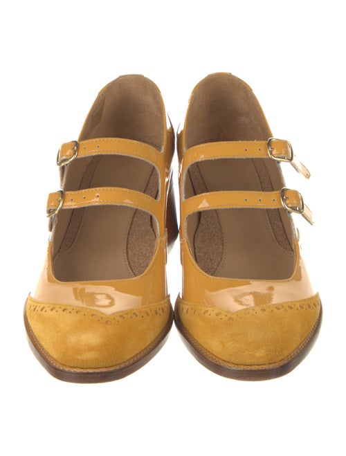 The Office of Angela Scott Patent Leather Lasercut Accents Pumps