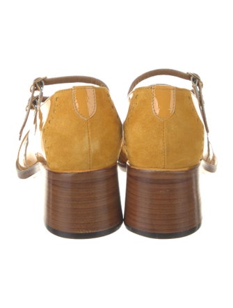 The Office of Angela Scott Patent Leather Lasercut Accents Pumps