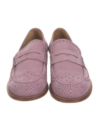 The Office of Angela Scott Suede Scalloped Accent Loafers