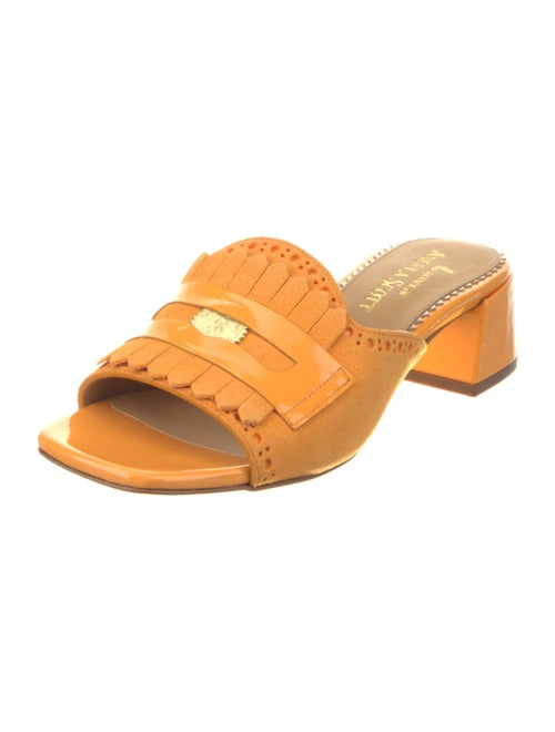 The Office of Angela Scott Patent Leather Fringe Trim Accent Slides