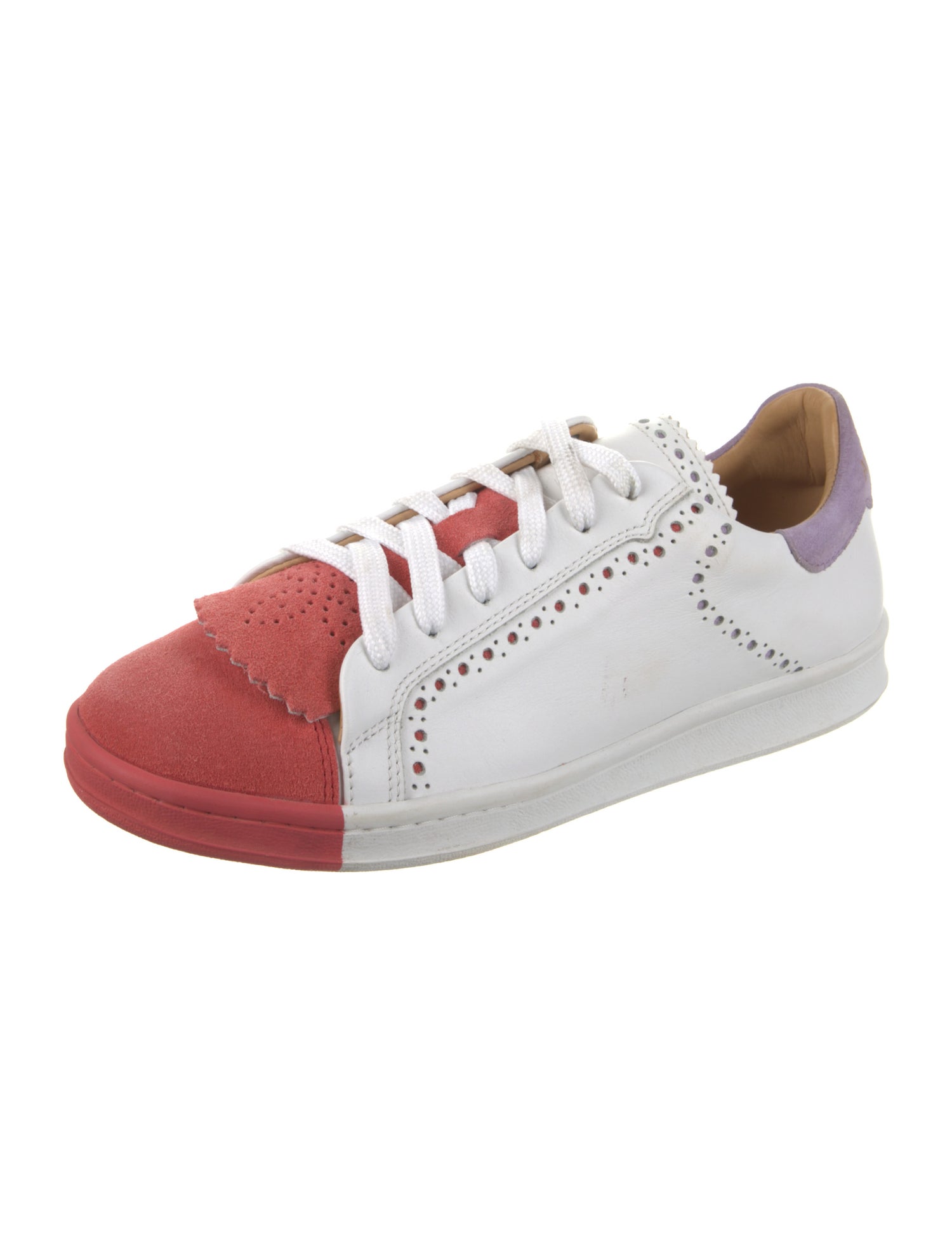The Office of Angela Scott Leather Colorblock Pattern Sneakers