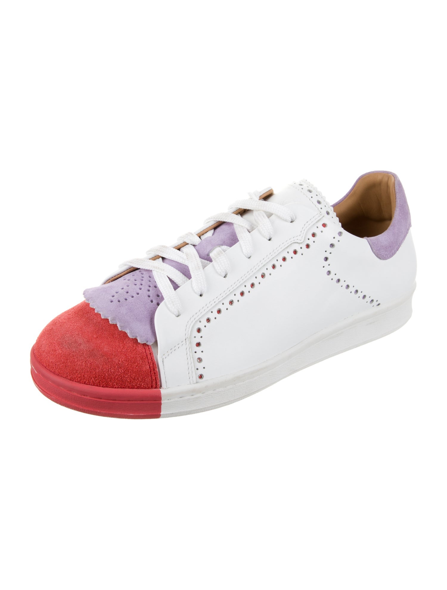 The Office of Angela Scott Leather Colorblock Pattern Sneakers