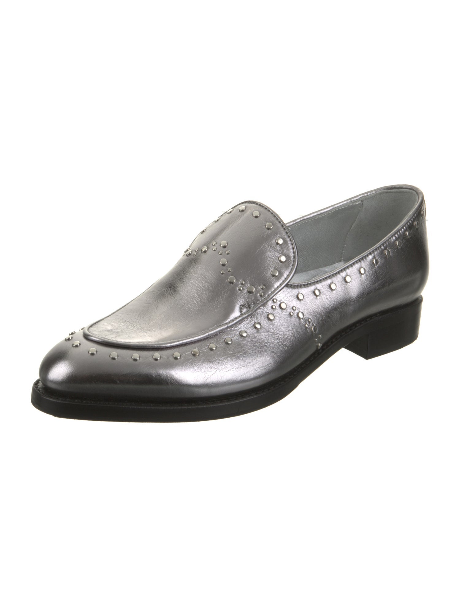 The Office of Angela Scott Leather Studded Accents Loafers