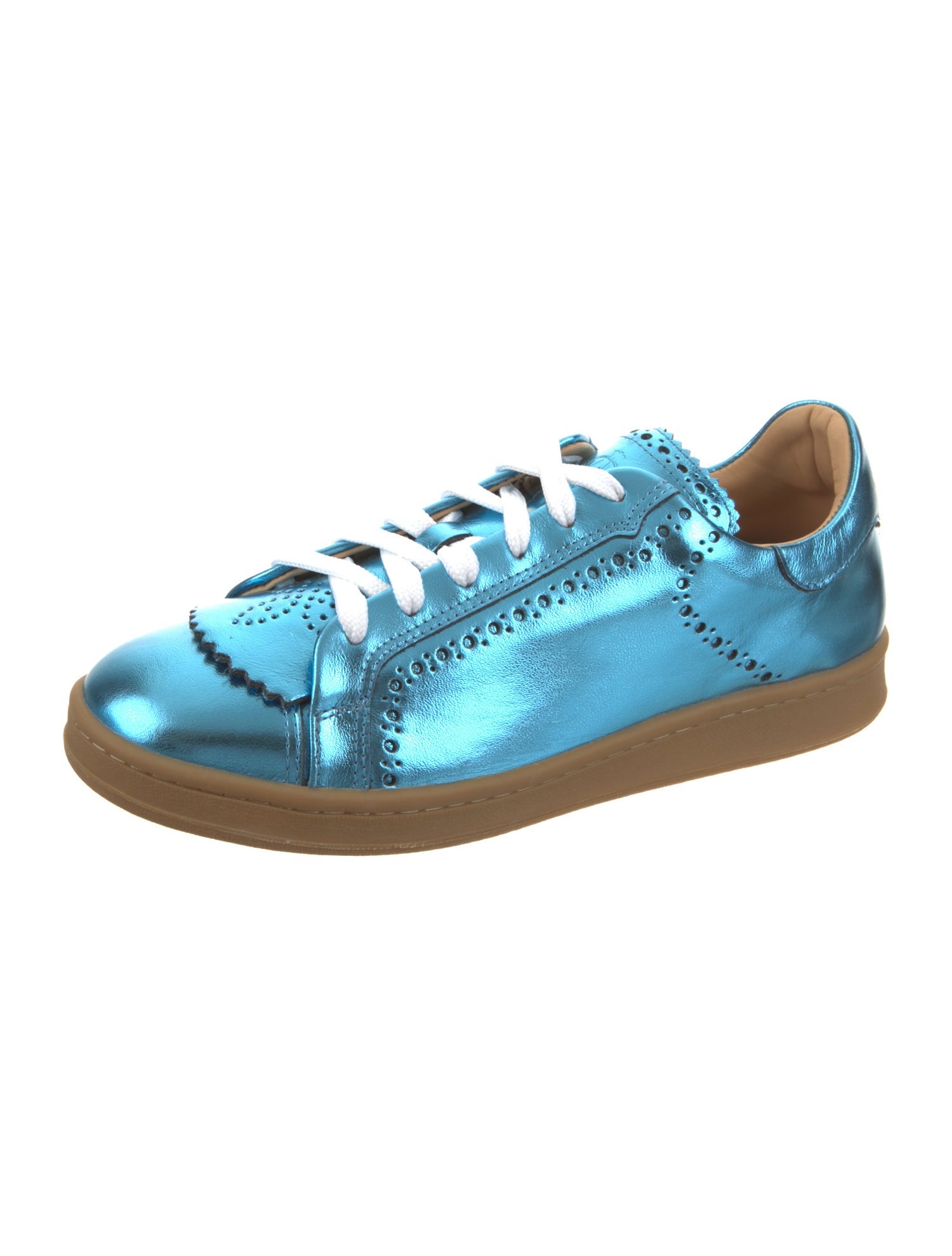 The Office of Angela Scott Leather Scalloped Accent Sneakers