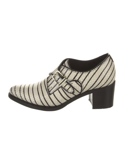 The Office of Angela Scott Embossed Leather Striped Pumps