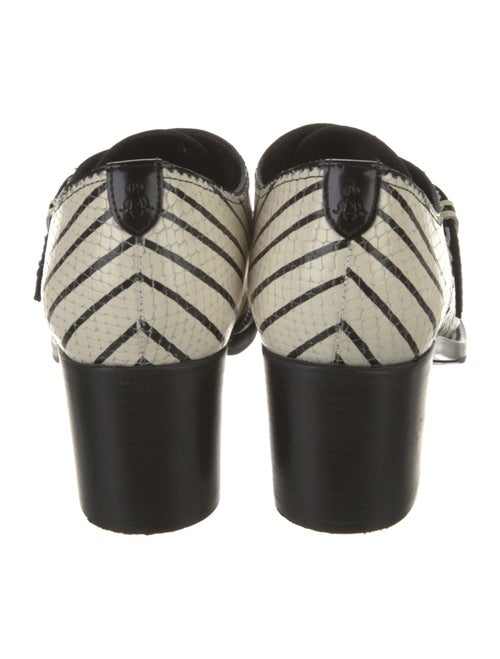 The Office of Angela Scott Embossed Leather Striped Pumps