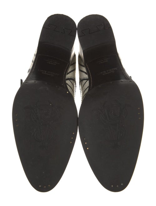 The Office of Angela Scott Embossed Leather Striped Pumps