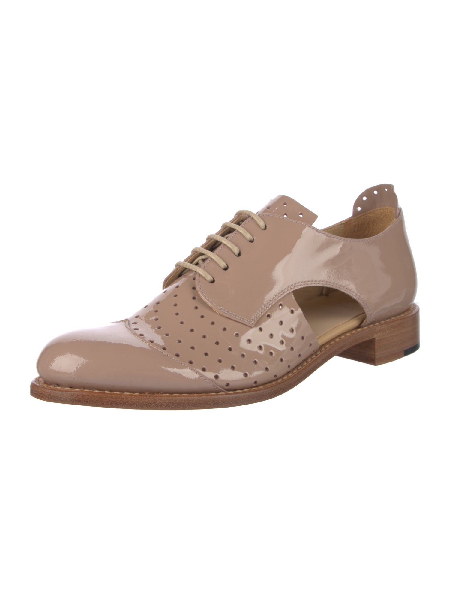 The Office of Angela Scott Patent Leather Cutout Accent Oxfords
