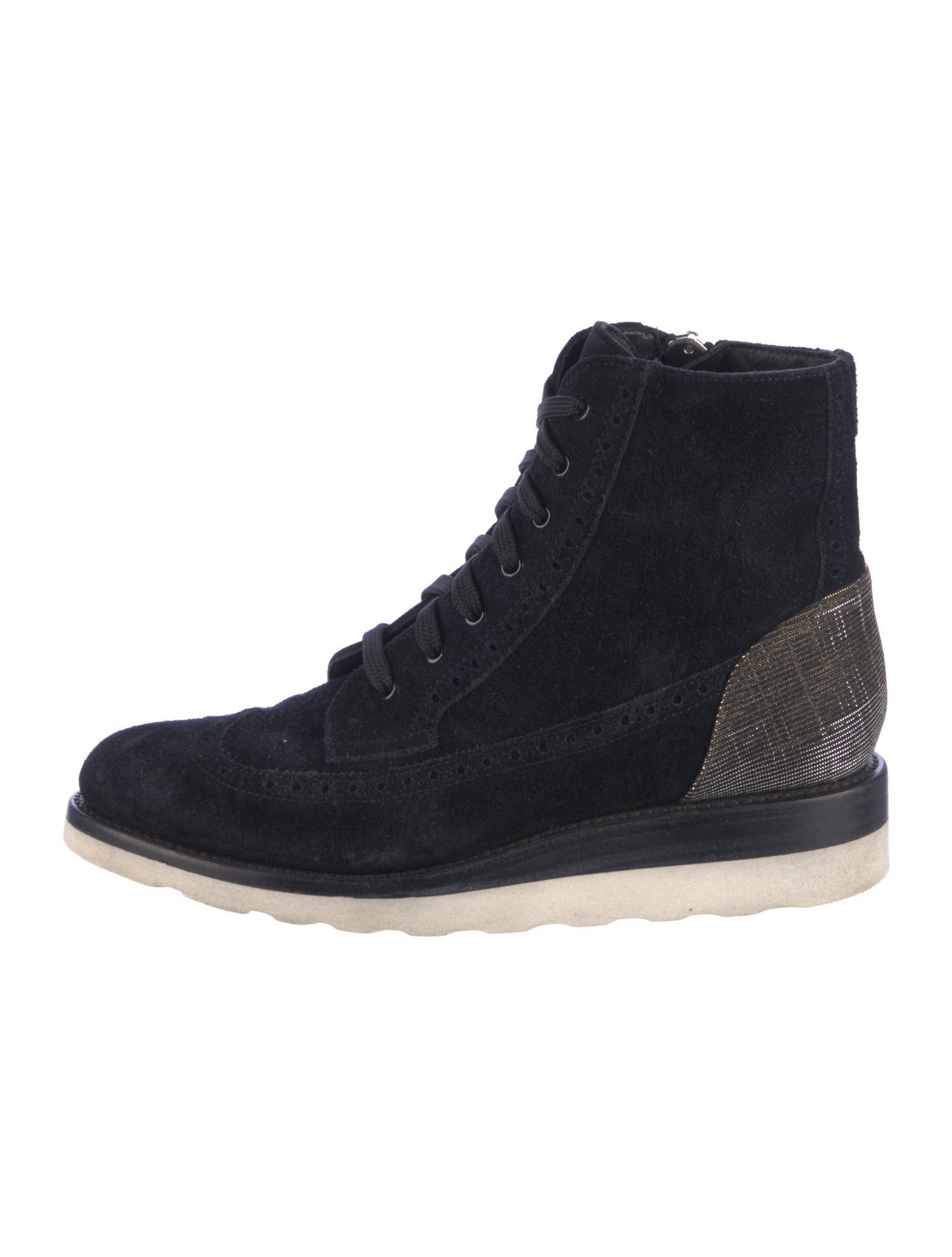 The Office of Angela Scott Suede Printed Lace-Up Boots