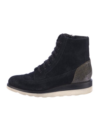 The Office of Angela Scott Suede Printed Lace-Up Boots