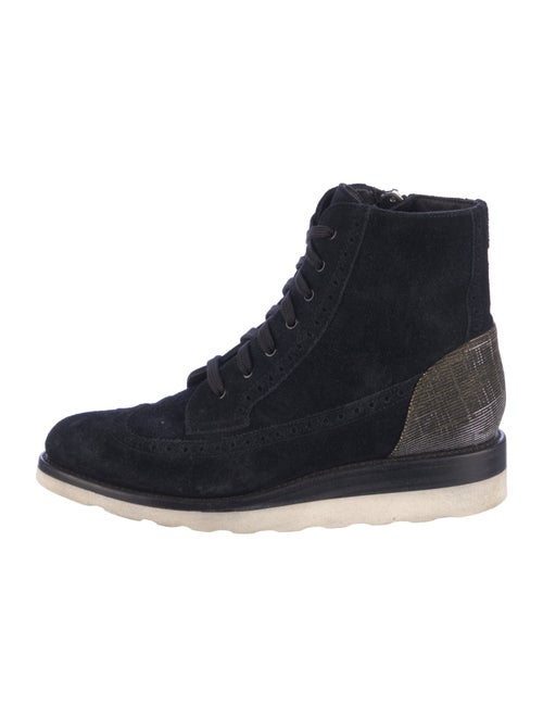 The Office of Angela Scott Suede Printed Lace-Up Boots